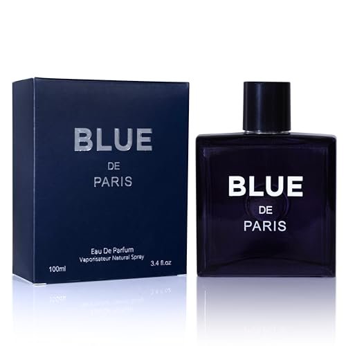 NovoGlow Blue De Paris For Men - 3.4 Fl. Oz. (100ml) Eau de Toilette - Refreshing Woody, Floral & Fruity Fragrance - Long-Lasting Masculine Scent, Ideal Gift Avelisse