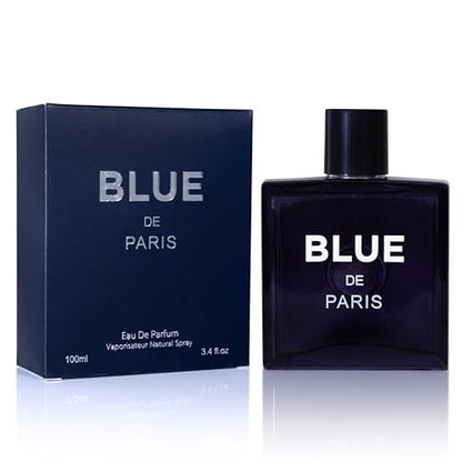 NovoGlow Blue De Paris For Men - 3.4 Fl. Oz. (100ml) Eau de Toilette - Refreshing Woody, Floral & Fruity Fragrance - Long-Lasting Masculine Scent, Ideal Gift Avelisse