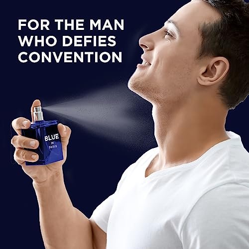 NovoGlow Blue De Paris For Men - 3.4 Fl. Oz. (100ml) Eau de Toilette - Refreshing Woody, Floral & Fruity Fragrance - Long-Lasting Masculine Scent, Ideal Gift Avelisse