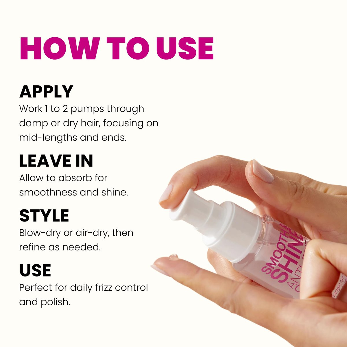 ELEVEN AUSTRALIA Smooth & Shine Anti-Frizz Serum - Lightweight Hair Serum for Men and Women, Tames Frizzy Hair, Adds Shine, 2 fl oz Avelisse