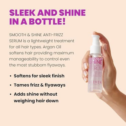 ELEVEN AUSTRALIA Smooth & Shine Anti-Frizz Serum - Lightweight Hair Serum for Men and Women, Tames Frizzy Hair, Adds Shine, 2 fl oz Avelisse