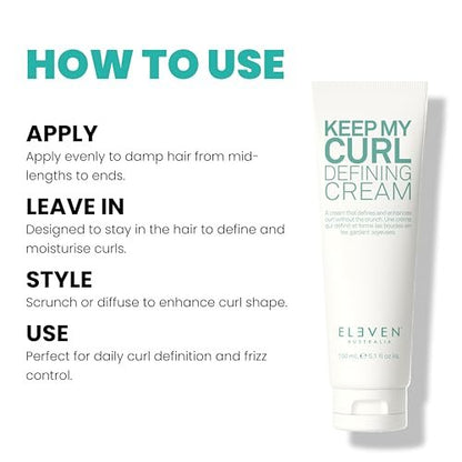 ELEVEN AUSTRALIA Keep My Curl Defining Cream - Curly Hair Products for Women & Men, Enhances Natural Waves, Adds Bounce & Moisture, Paraben Free - 5.1 fl oz