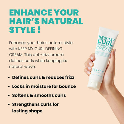 ELEVEN AUSTRALIA Keep My Curl Defining Cream - Curly Hair Products for Women & Men, Enhances Natural Waves, Adds Bounce & Moisture, Paraben Free - 5.1 fl oz