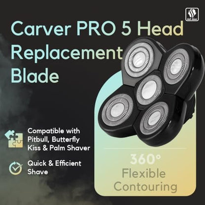 Skull Shaver Carver 5 Head Replacement Blade – Flexing Rotary Blades for Coarse Hair, Easy Maintenance, Fits Pitbull Shavers Avelisse