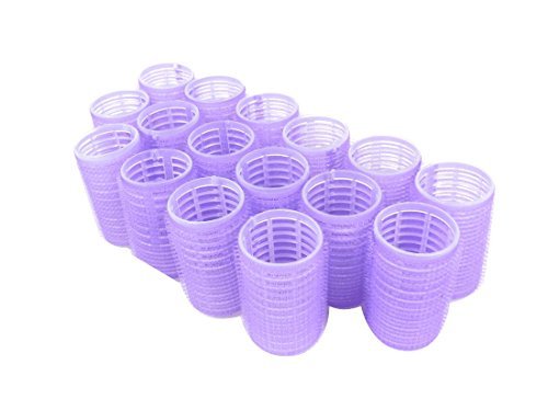 Set of 16 Self Grip Holding Hair Rollers - Medium Size, Pro Salon Hairdressing Curlers for Fine & Short Hair Avelisse