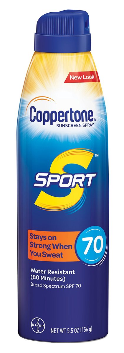 Coppertone Continuous Sport Sunscreen Spray SPF 70, 5.5 oz (2-Pack) – High Protection, Sweat-Resistant