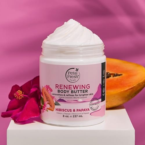 Petal Fresh Pure Renewing Hibiscus & Papaya Body Butter - Organic Coconut Oil, Argan Oil, Shea Butter - Skin Softening Moisturizer for All Skin Types - Vegan & Cruelty Free - 8 oz - görsel 6