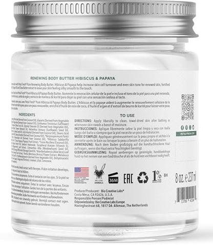 Petal Fresh Pure Renewing Hibiscus & Papaya Body Butter - Organic Coconut Oil, Argan Oil, Shea Butter - Skin Softening Moisturizer for All Skin Types - Vegan & Cruelty Free - 8 oz