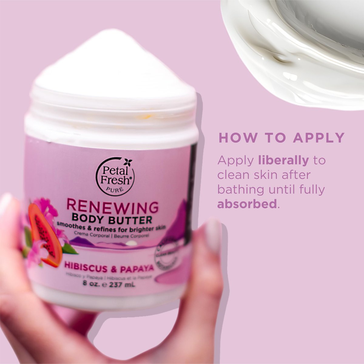 Petal Fresh Pure Renewing Hibiscus & Papaya Body Butter - Organic Coconut Oil, Argan Oil, Shea Butter - Skin Softening Moisturizer for All Skin Types - Vegan & Cruelty Free - 8 oz - görsel 13