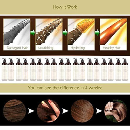MagiForet Natural Argan Oil Shampoo & Conditioner Set for Dry, Damaged, Colored Hair - 16.9 Fl Oz Each (Pack of 2)