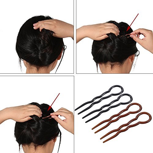 Bememo 20 Pcs U-Shaped Grip Hair Pins for Thick Hair - Spiral Braid Twist Styling Clips for Women, Wedding Bridal Hairstyles (Black and Brown) - görsel 6