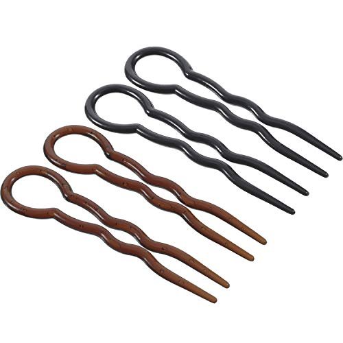 Bememo 20 Pcs U-Shaped Grip Hair Pins for Thick Hair - Spiral Braid Twist Styling Clips for Women, Wedding Bridal Hairstyles (Black and Brown) - görsel 8