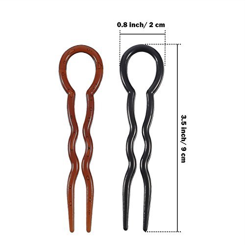 Bememo 20 Pcs U-Shaped Grip Hair Pins for Thick Hair - Spiral Braid Twist Styling Clips for Women, Wedding Bridal Hairstyles (Black and Brown) - görsel 3