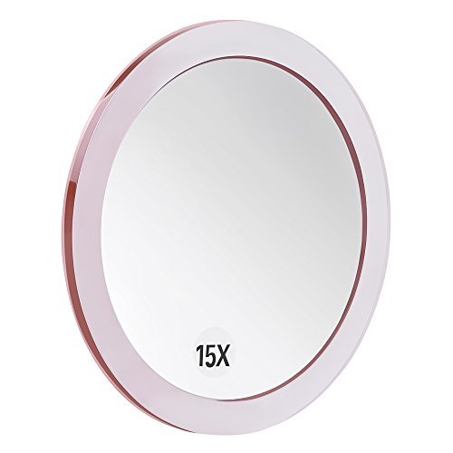 SANTOO 15X Magnifying Mirror - Rose Gold - 6 Inch Round with Suction Cups for Precise Makeup, Tweezing & Blackhead Removal Avelisse
