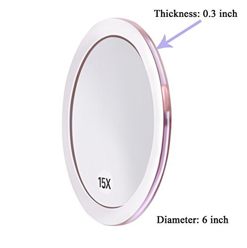 SANTOO 15X Magnifying Mirror - Rose Gold - 6 Inch Round with Suction Cups for Precise Makeup, Tweezing & Blackhead Removal Avelisse