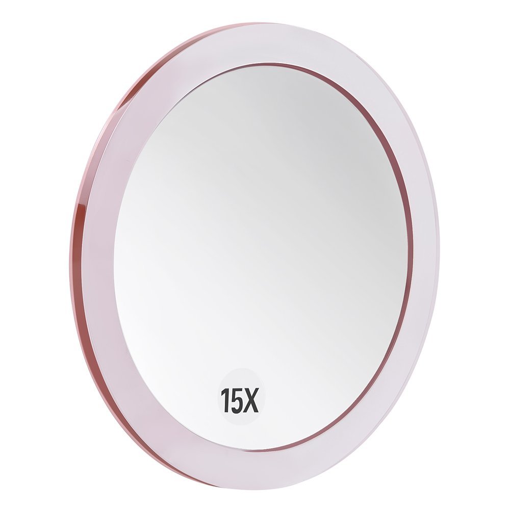 SANTOO 15X Magnifying Mirror - Rose Gold - 6 Inch Round with Suction Cups for Precise Makeup, Tweezing & Blackhead Removal Avelisse