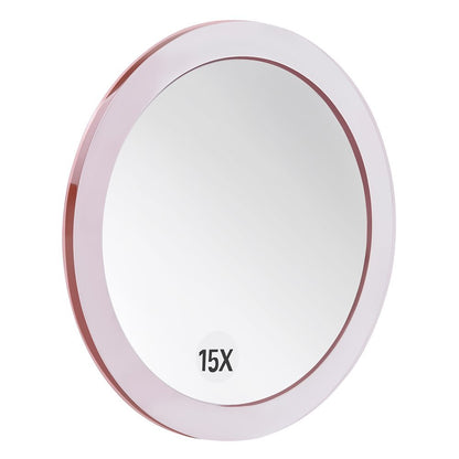 SANTOO 15X Magnifying Mirror - Rose Gold - 6 Inch Round with Suction Cups for Precise Makeup, Tweezing & Blackhead Removal Avelisse