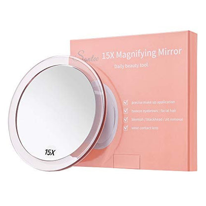 SANTOO 15X Magnifying Mirror - Rose Gold - 6 Inch Round with Suction Cups for Precise Makeup, Tweezing & Blackhead Removal Avelisse