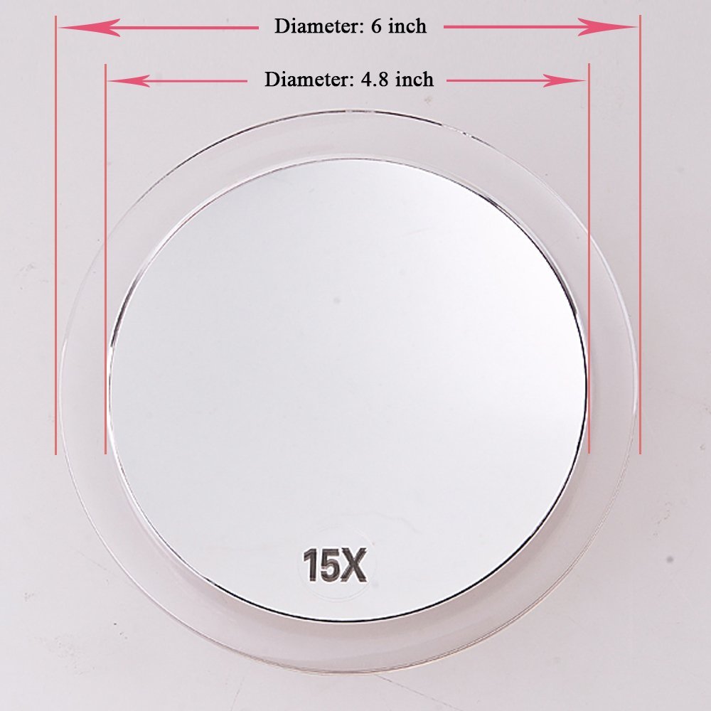 SANTOO 15X Magnifying Mirror - Rose Gold - 6 Inch Round with Suction Cups for Precise Makeup, Tweezing & Blackhead Removal Avelisse