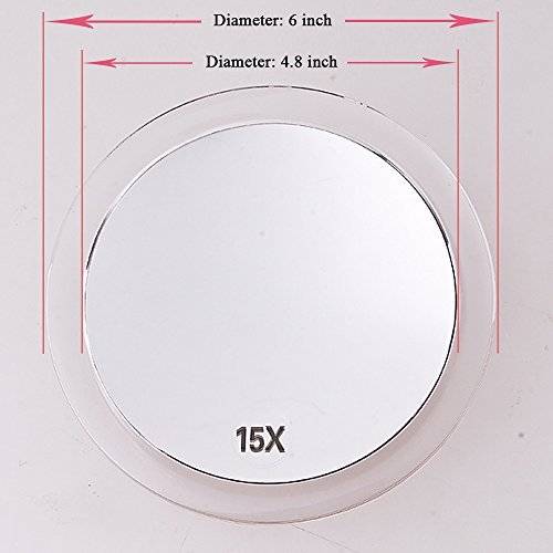 SANTOO 15X Magnifying Mirror - Rose Gold - 6 Inch Round with Suction Cups for Precise Makeup, Tweezing & Blackhead Removal Avelisse