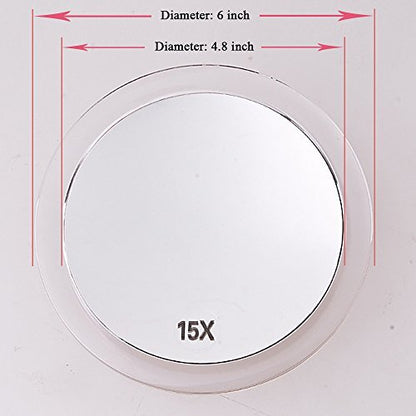 SANTOO 15X Magnifying Mirror - Rose Gold - 6 Inch Round with Suction Cups for Precise Makeup, Tweezing & Blackhead Removal Avelisse