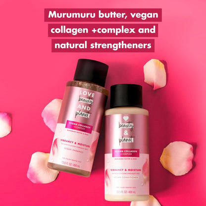 Love Beauty and Planet Vegan Collagen Moisture Conditioner with Murumuru Butter & Rose, for Color-Treated Hair Vibrancy, Sulfate-Free, Paraben-Free, Silicone-Free, Cruelty-Free, 13.5 oz Avelisse