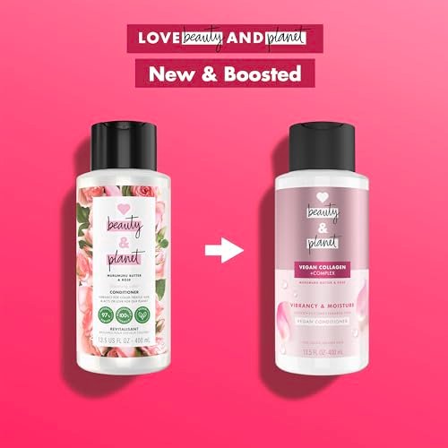 Love Beauty and Planet Vegan Collagen Moisture Conditioner with Murumuru Butter & Rose, for Color-Treated Hair Vibrancy, Sulfate-Free, Paraben-Free, Silicone-Free, Cruelty-Free, 13.5 oz Avelisse