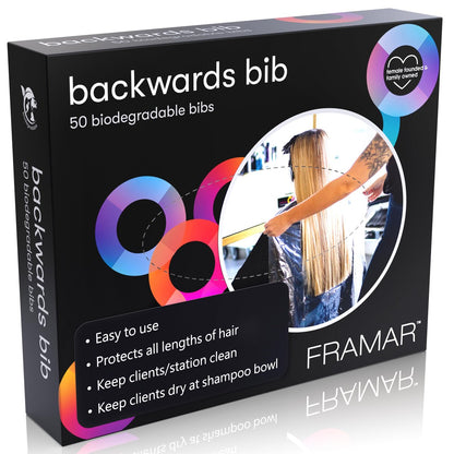 FRAMAR Backwards Bib Disposable Hair Cutting Capes – 50 Transparent Biodegradable Salon Capes for Hair Dye and Barbering Avelisse