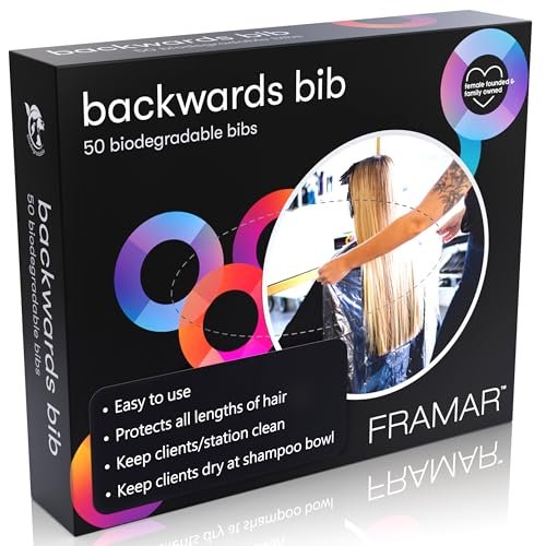 FRAMAR Backwards Bib Disposable Hair Cutting Capes – 50 Transparent Biodegradable Salon Capes for Hair Dye and Barbering Avelisse