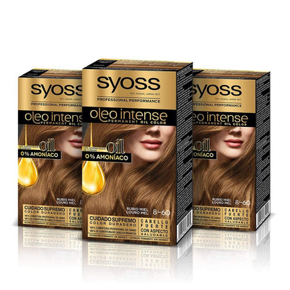 Syoss Oleo Intense Permanent Intensive Oil Color 8-60 Honey Blonde (Pack of 3)