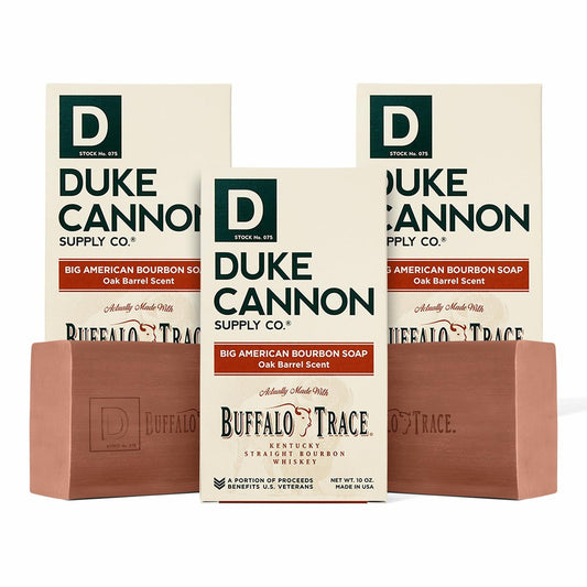 Duke Cannon Supply Co. Big Brick of Soap Bar for Men - Big American Bourbon (Charred Oak Barrel Scent) - Extra Large, All Skin Types, 10 oz. (3 Pack) Avelisse