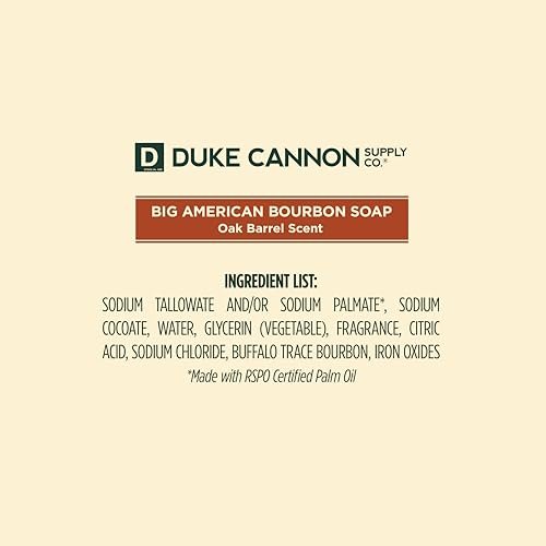 Duke Cannon Supply Co. Big Brick of Soap Bar for Men - Big American Bourbon (Charred Oak Barrel Scent) - Extra Large, All Skin Types, 10 oz. (3 Pack) Avelisse