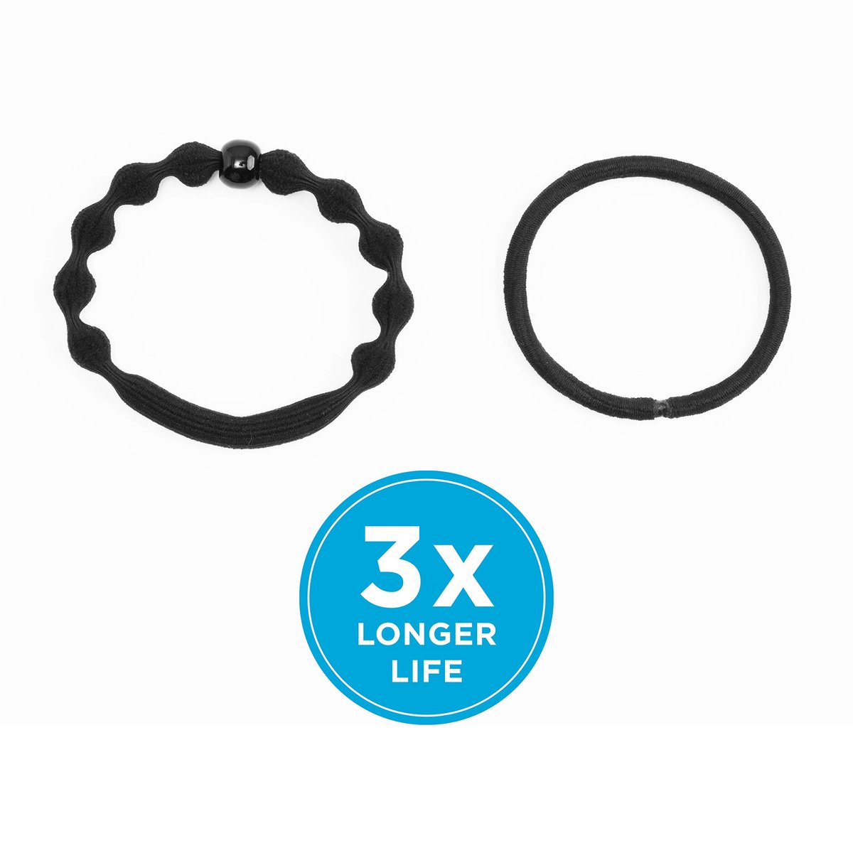 Goody Ouchless Hair Forever Braided Elastics - Black, 3 Count - görsel 3