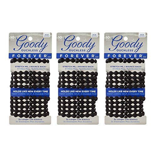 Goody Ouchless Hair Forever Braided Elastics - Black, 3 Count - görsel 2