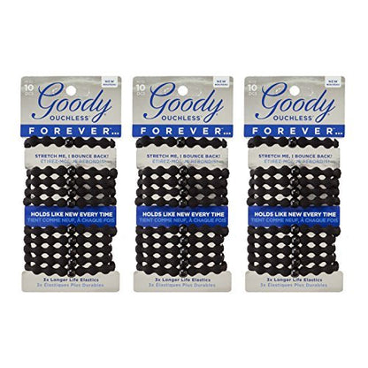 Goody Ouchless Hair Forever Braided Elastics - Black, 3 Count