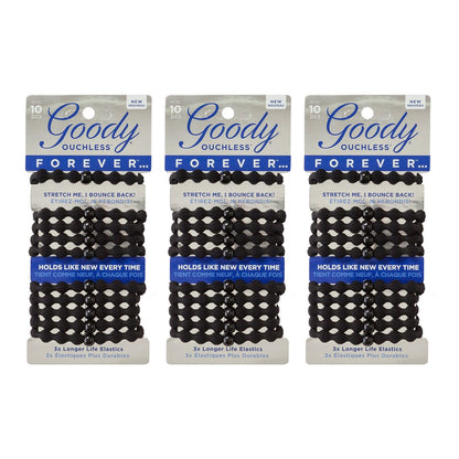 Goody Ouchless Hair Forever Braided Elastics - Black, 3 Count