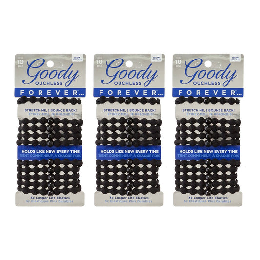 Goody Ouchless Hair Forever Braided Elastics - Black, 3 Count