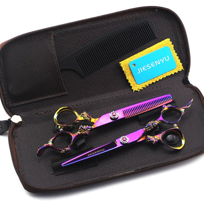 JIESENYU Professional Multicolor Hairdressing Scissors - 6 Inch Razor Sharp Japanese Stainless Steel Barber Shears for Salon & Home Use