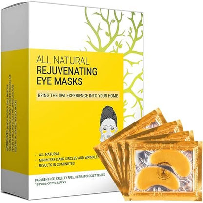 24K Gold Under Eye Patches (18 Pairs) – Collagen & Hyaluronic Acid Hydrogel Mask for Dark Circles, Puffiness, Wrinkles – Natural Anti-Aging Treatment Avelisse