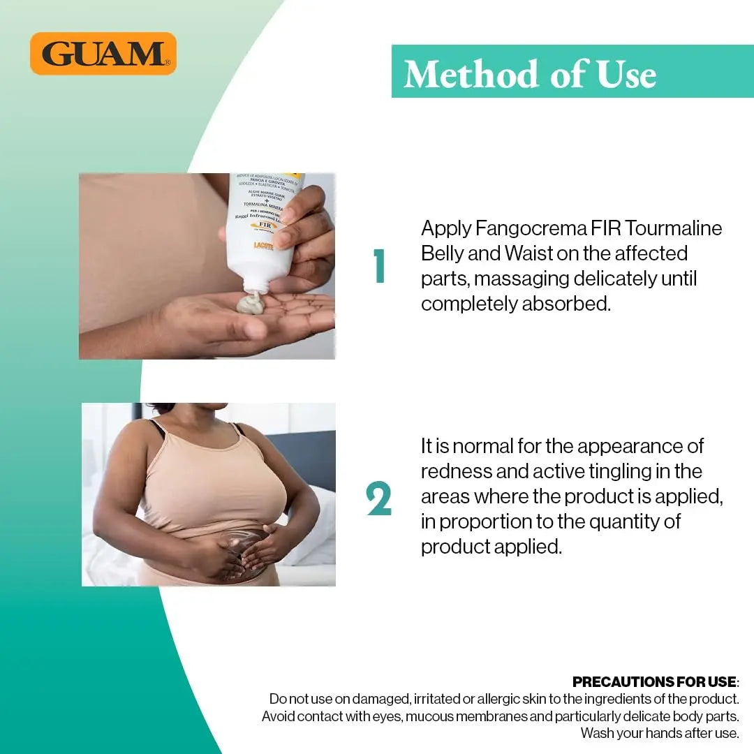 Guam Anti-Cellulite Cream for Belly – Hot Skin Tightening Stomach Cream with Black Tourmaline – Natural Cellulite & Tummy Firming Treatment (150 ML) Avelisse