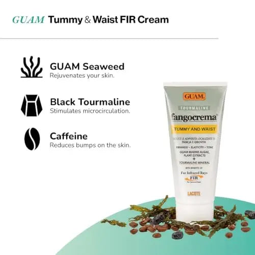 Guam Anti-Cellulite Cream for Belly – Hot Skin Tightening Stomach Cream with Black Tourmaline – Natural Cellulite & Tummy Firming Treatment (150 ML) Avelisse