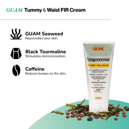 Guam Anti-Cellulite Cream for Belly – Hot Skin Tightening Stomach Cream with Black Tourmaline – Natural Cellulite & Tummy Firming Treatment (150 ML) Avelisse