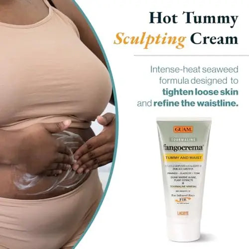 Guam Anti-Cellulite Cream for Belly – Hot Skin Tightening Stomach Cream with Black Tourmaline – Natural Cellulite & Tummy Firming Treatment (150 ML) Avelisse