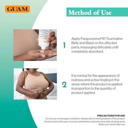 Guam Anti-Cellulite Cream for Belly – Hot Skin Tightening Stomach Cream with Black Tourmaline – Natural Cellulite & Tummy Firming Treatment (150 ML) Avelisse