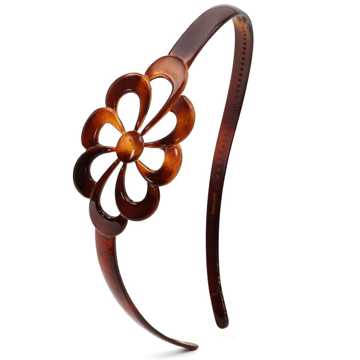 Parcelona French Wide Flower Tortoise Shell Brown Celluloid Acetate Hair Headband - görsel 1