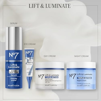 No7 Lift & Luminate Triple Action Under Eye Cream - Dark Circles Treatment with Vitamin C & Collagen Peptide Technology, Reduces Puffiness & Wrinkles (0.5 Oz) Avelisse