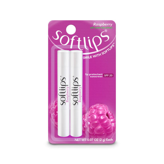 Softlips Raspberry Lip Balm with Green Tea Extract & SPF 20 – Hydrating 2-Pack for Smooth, Delicious Lips
