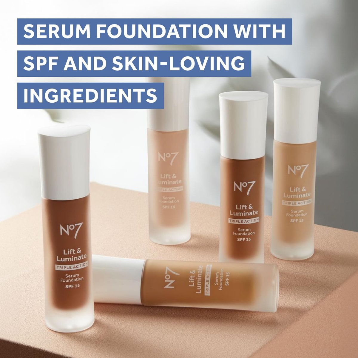 No7 Lift & Luminate Triple Action Serum Foundation - Cool Ivory - Radiant Liquid Makeup with SPF 15 for Mature Skin - görsel 13