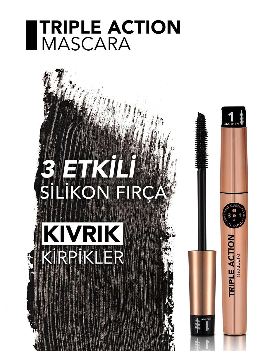 FLORMAR Triple Action Mascara – Intense Black Volume, Length & Curl - görsel 7