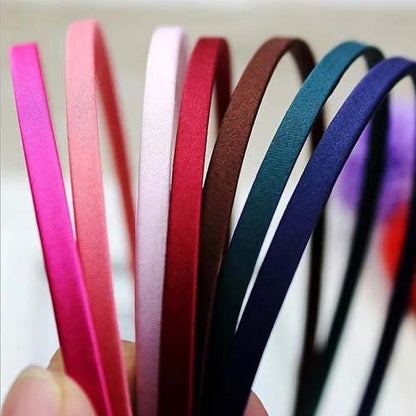 Carykon 20 PCS Women DIY Satin Fabric Covered Ribbon Headbands 5mm Width, Mixed Color